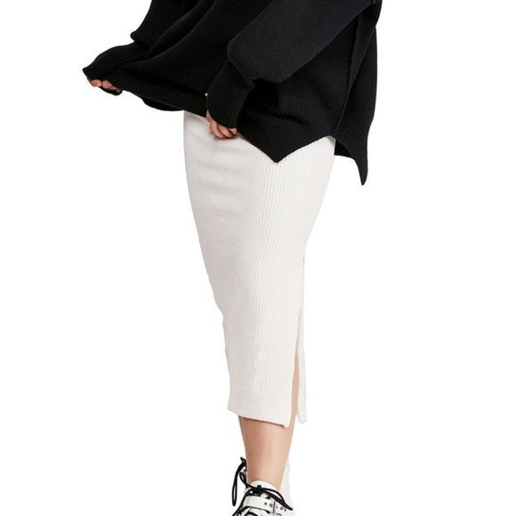 Free People Dresses & Skirts - Free People Helen Rib Knit Skirt Ivory M